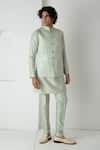 Buy_Chhaya Mehrotra_Green Brocade, Chanderi Embroidery Glass Esper Bundi Set _Online_at_Aza_Fashions