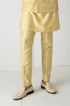 Chhaya Mehrotra_Yellow Brocade, Silk, Chanderi Embroidery Yarrow Esper Bundi Set _Online_at_Aza_Fashions