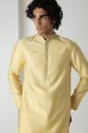 Buy_Chhaya Mehrotra_Yellow Brocade, Silk, Chanderi Embroidery Yarrow Esper Bundi Set _Online_at_Aza_Fashions