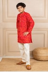 Buy_Jilmil Dreamwear_Red Cotton Mirrors Work Kurta And Pant Set _Online_at_Aza_Fashions
