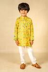 Buy_Jilmil Dreamwear_Yellow Cotton Zig Zag Foil Print Kurta And Pant Set _at_Aza_Fashions