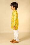 Jilmil Dreamwear_Yellow Cotton Zig Zag Foil Print Kurta And Pant Set _Online_at_Aza_Fashions
