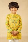 Jilmil Dreamwear_Yellow Cotton Zig Zag Foil Print Kurta And Pant Set _at_Aza_Fashions
