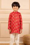 Jilmil Dreamwear_Red Cotton Digital Patola Print Kurta Set _Online_at_Aza_Fashions