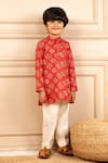 Shop_Jilmil Dreamwear_Red Cotton Digital Patola Print Kurta Set _Online_at_Aza_Fashions