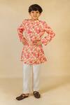 Buy_Jilmil Dreamwear_Cream Cotton Floral Print Kurta And Pant Set _at_Aza_Fashions