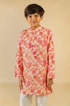 Jilmil Dreamwear_Cream Cotton Floral Print Kurta And Pant Set _Online_at_Aza_Fashions