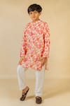 Shop_Jilmil Dreamwear_Cream Cotton Floral Print Kurta And Pant Set _Online_at_Aza_Fashions