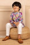 Jilmil Dreamwear_Purple Cotton Floral Digital Printed Kurta And Pant Set _Online_at_Aza_Fashions