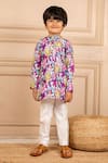 Buy_Jilmil Dreamwear_Purple Cotton Floral Digital Printed Kurta And Pant Set _at_Aza_Fashions