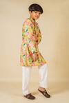 Shop_Jilmil Dreamwear_Yellow Satin Floral Digital Printed Kurta Set _at_Aza_Fashions