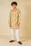 Buy_Jilmil Dreamwear_Yellow Satin Floral Digital Printed Kurta Set _at_Aza_Fashions
