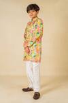 Jilmil Dreamwear_Yellow Satin Floral Digital Printed Kurta Set _Online_at_Aza_Fashions