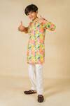Buy_Jilmil Dreamwear_Yellow Satin Floral Digital Printed Kurta Set _Online_at_Aza_Fashions