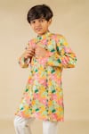 Buy_Jilmil Dreamwear_Yellow Satin Floral Digital Printed Kurta Set 