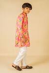 Shop_Jilmil Dreamwear_Pink Satin Floral Digital Printed Kurta Set _at_Aza_Fashions