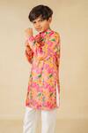 Buy_Jilmil Dreamwear_Pink Satin Floral Digital Printed Kurta Set _Online_at_Aza_Fashions