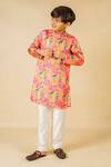 Buy_Jilmil Dreamwear_Pink Satin Floral Digital Printed Kurta Set _at_Aza_Fashions