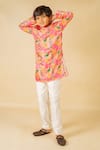 Jilmil Dreamwear_Pink Satin Floral Digital Printed Kurta Set _at_Aza_Fashions