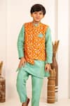 Buy_Jilmil Dreamwear_Turquoise Floral Digital Printed Bundi And Kurta Set _Online_at_Aza_Fashions