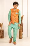Buy_Jilmil Dreamwear_Turquoise Floral Digital Printed Bundi And Kurta Set 