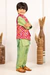 Shop_Jilmil Dreamwear_Lime Silk Floral Digital Printed Bundi And Kurta Set _at_Aza_Fashions