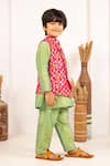Buy_Jilmil Dreamwear_Lime Silk Floral Digital Printed Bundi And Kurta Set _Online_at_Aza_Fashions