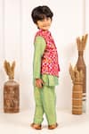 Shop_Jilmil Dreamwear_Lime Silk Floral Digital Printed Bundi And Kurta Set _Online_at_Aza_Fashions