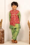 Buy_Jilmil Dreamwear_Lime Silk Floral Digital Printed Bundi And Kurta Set _at_Aza_Fashions