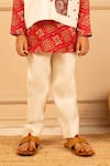 Jilmil Dreamwear_Red Silk Embroidery, Beads Floral Digital Printed Bundi And Kurta Set _Online_at_Aza_Fashions