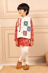 Buy_Jilmil Dreamwear_Red Silk Embroidery, Beads Floral Digital Printed Bundi And Kurta Set _at_Aza_Fashions