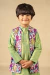 Buy_Jilmil Dreamwear_Green Silk And Purple Digital Printed Kurta Set _Online_at_Aza_Fashions