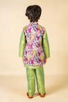 Shop_Jilmil Dreamwear_Green Silk And Purple Digital Printed Kurta Set _at_Aza_Fashions