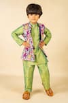 Buy_Jilmil Dreamwear_Green Silk And Purple Digital Printed Kurta Set _at_Aza_Fashions
