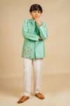 Buy_Jilmil Dreamwear_Turquoise Silk Embroidery Blue Kurta Set _Online_at_Aza_Fashions