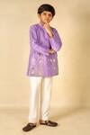 Buy_Jilmil Dreamwear_Purple Silk Embroidery Kurta Set _Online_at_Aza_Fashions