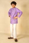 Shop_Jilmil Dreamwear_Purple Silk Embroidery Kurta Set _Online_at_Aza_Fashions