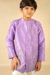 Jilmil Dreamwear_Purple Silk Embroidery Kurta Set _at_Aza_Fashions