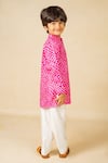 Shop_Jilmil Dreamwear_Pink Silk Digital Printed Kurta And Pant Set _at_Aza_Fashions