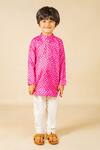 Jilmil Dreamwear_Pink Silk Digital Printed Kurta And Pant Set _Online_at_Aza_Fashions