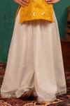 Jilmil Dreamwear_Yellow Cotton Mirrors Work Top And Palazzo Set _Online_at_Aza_Fashions