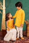 Shop_Jilmil Dreamwear_Yellow Cotton Mirrors Work Top And Palazzo Set 