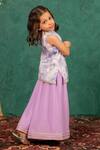 Shop_Jilmil Dreamwear_Purple Cotton Embroidery Digital Printed Girls Top And Palazzo Set _at_Aza_Fashions