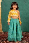 Buy_Jilmil Dreamwear_Yellow Brocade Tassels Bandhani Top And Lehenga Set _at_Aza_Fashions