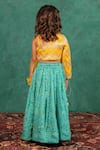 Shop_Jilmil Dreamwear_Yellow Brocade Tassels Bandhani Top And Lehenga Set _at_Aza_Fashions