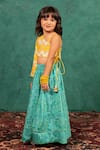 Jilmil Dreamwear_Yellow Brocade Tassels Bandhani Top And Lehenga Set _Online_at_Aza_Fashions
