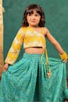 Buy_Jilmil Dreamwear_Yellow Brocade Tassels Bandhani Top And Lehenga Set 