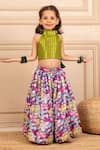Buy_Jilmil Dreamwear_Green Cotton, Lurex Digital Print Top And Lehenga Set _at_Aza_Fashions