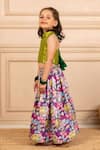 Jilmil Dreamwear_Green Cotton, Lurex Digital Print Top And Lehenga Set _Online_at_Aza_Fashions