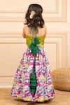 Shop_Jilmil Dreamwear_Green Cotton, Lurex Digital Print Top And Lehenga Set _at_Aza_Fashions